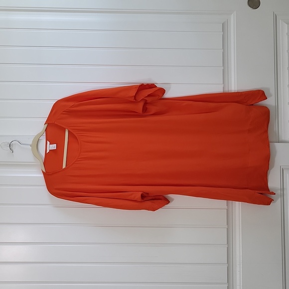 H&M Bright Vibrant Orange Sheath Shift 1/2 Sleeves Dress Plus Size Curvy Size 14 - Picture 8 of 12